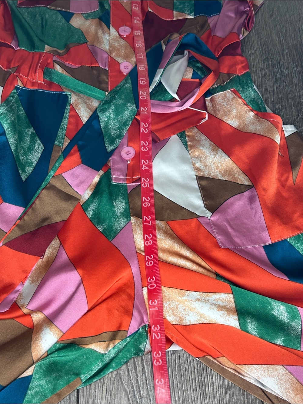 Colorful Abstract Print Wide Leg Jumpsuit Belted Resort Vacation M - Picture 9 of 16